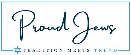 Logo with 'Proud Jews' text and 'Tradition Meets Trend' tagline on a white background